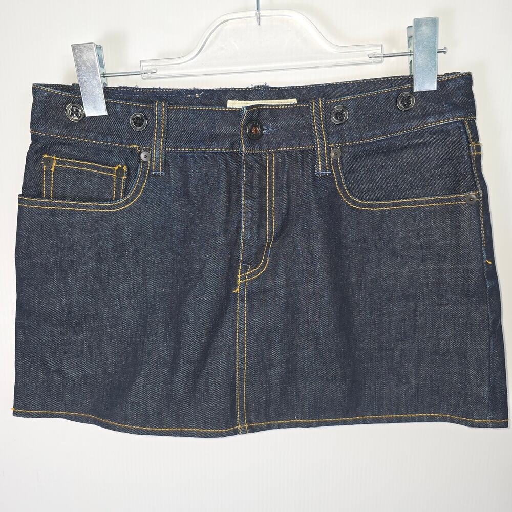 Rugby Ralph Lauren Y2K Denim Micro Mini Skirt Size 28 Dark Wash Vintage
